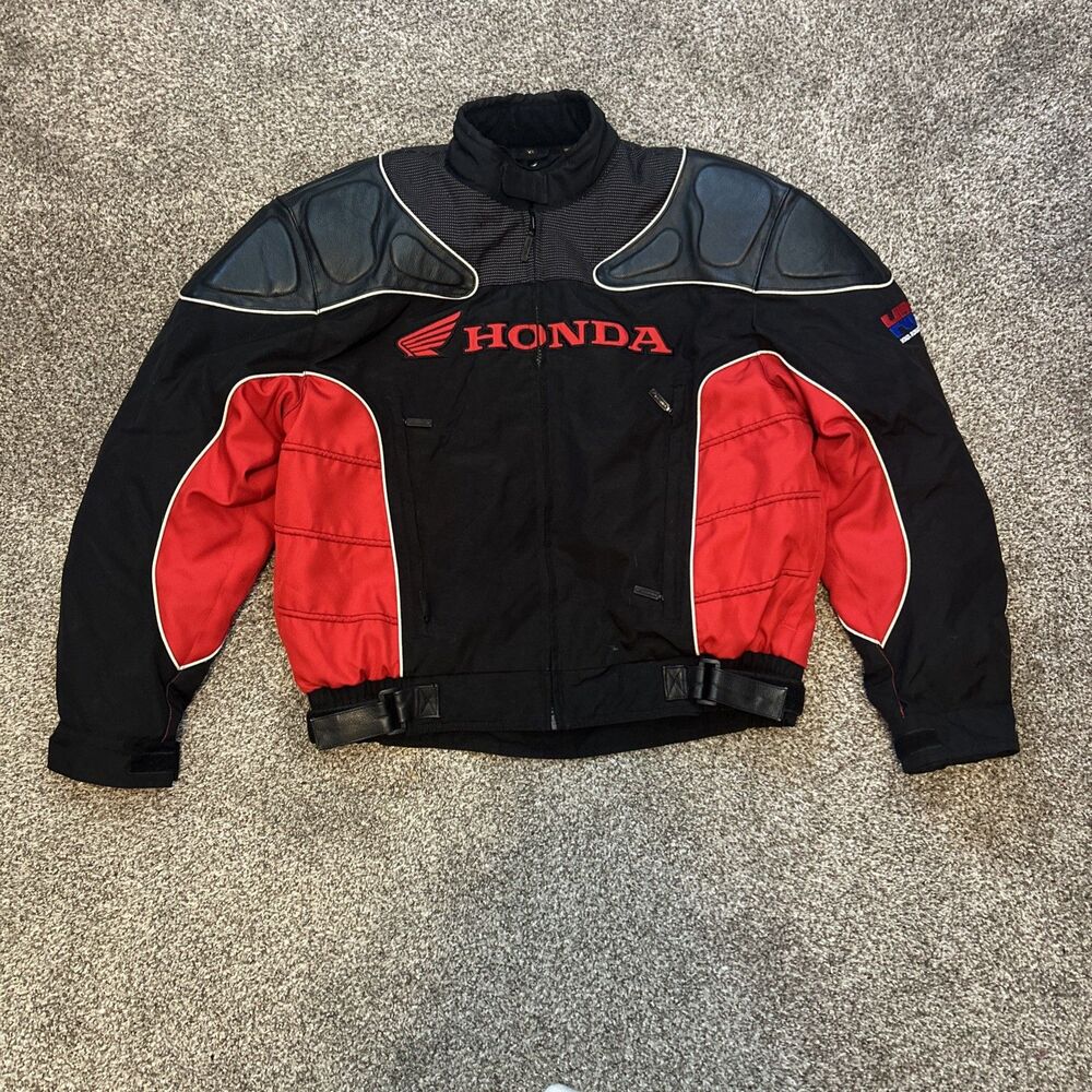 Honda Red Black Rider Collection Motorcycle Jacket Men's XL Padded Liner Vintage